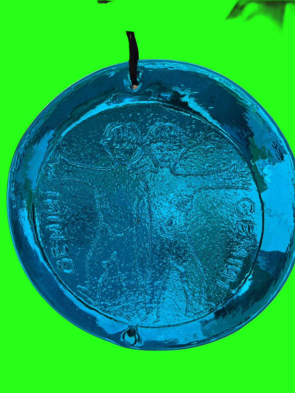 BLENKO RARE Blue Art Glass Vintage Gemini Suncatcher - 8.25” Diameter